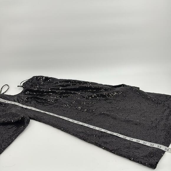 Chi Chi London Women’s Black Sequin Long Sleeve Mini Dress Stretch Size 4 New - Picture 13 of 13